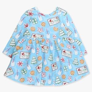 Kids Blue Holiday Print Casual Dress